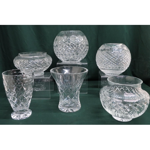 120 - Collection of cut glass large bowls and vases including Webb Corbett and Waterford Nocturne (6)