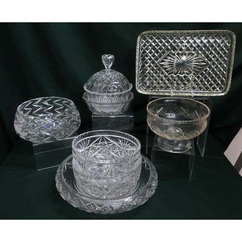 122 - Collection of cut glass bowls, plates and serving platters including Edinburgh Crystal, Stuart, Tudo... 