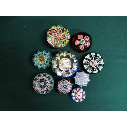 70 - Millefiori cane design multicoloured glass paperweights (6) and miniature Millefiori cane design mul... 
