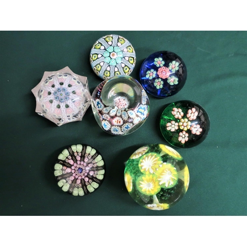 71 - Millefiori cane design multicoloured glass paperweights (7)