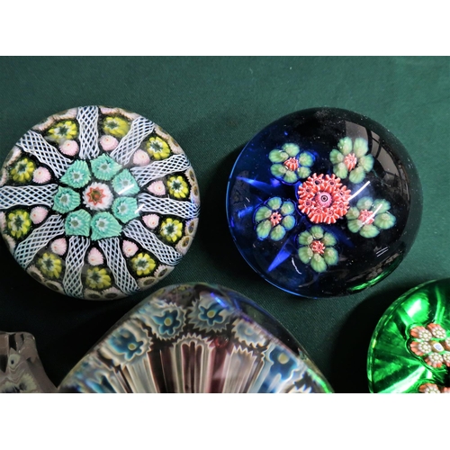 71 - Millefiori cane design multicoloured glass paperweights (7)