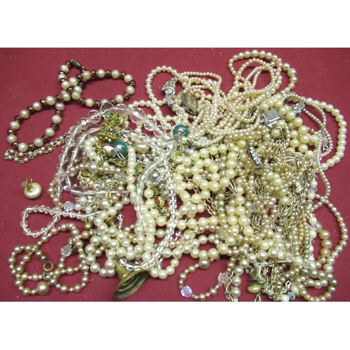 225 - Collection of synthetic pearl necklaces and other costume jewellery