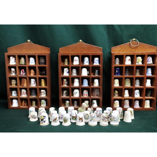 138 - Large collection of thimbles including a hallmarked silver H.C & Co. Birmingham 1925, C.H Chester 19... 