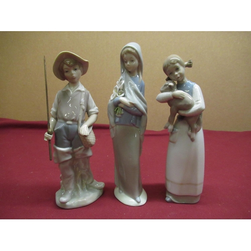 233 - Three Lladro figures, Fisher Boy, Shepherdess, and one other (3)