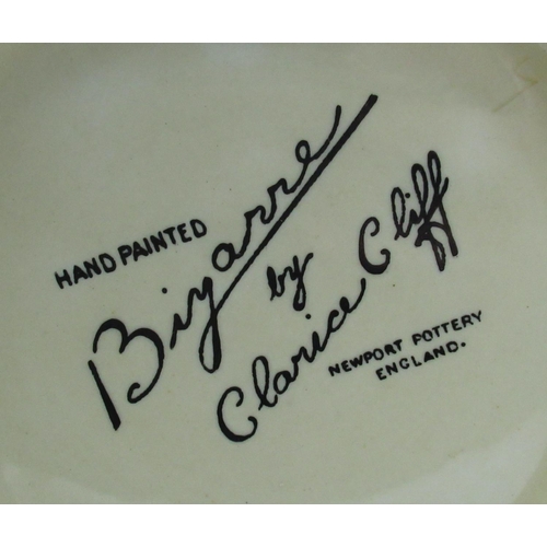 7 - Clarice Cliff Bizarre Liberty stripe pattern octagonal bowl, printed marks, D20cm (A/F)