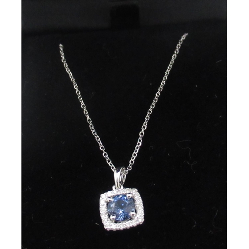 81 - 18ct white gold sapphire and diamond pendant necklace of 90 points