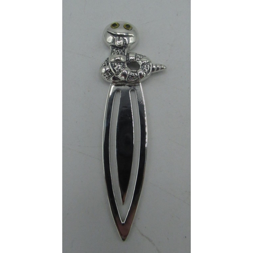 91 - Silver bookmark with snake final, stamped 925, H.5.5cm