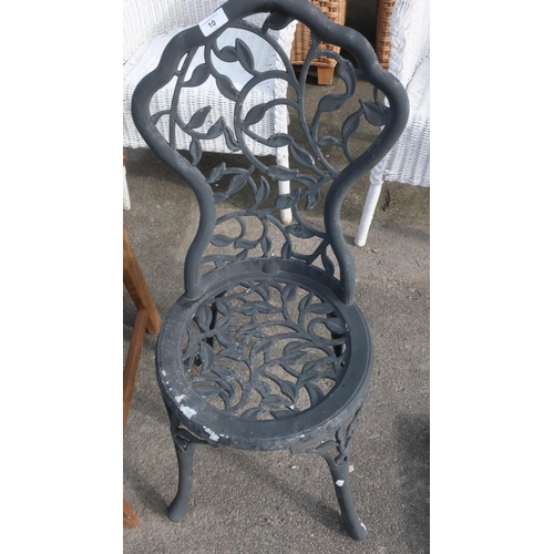 10 - Single alloy painted garden chair with floral pattern