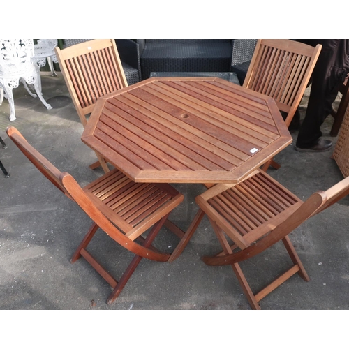 4 - Quality set of wooden garden furniture with four Cotswold chairs