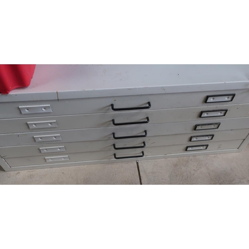 121 - Set of metal locking map/chart drawers with 10 drawers