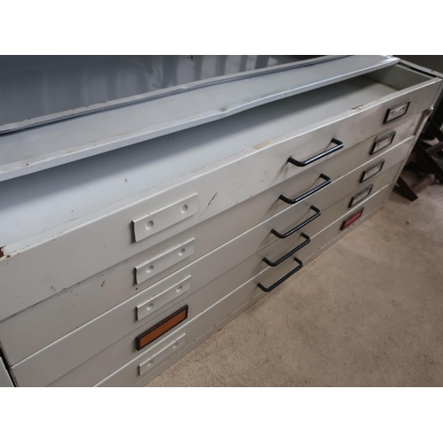 121 - Set of metal locking map/chart drawers with 10 drawers