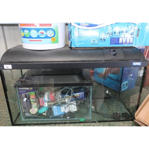 98 - Fluval fish tank W80cm H47cm D30cm, and one smaller fish tank, including various filters, Diamond 22... 