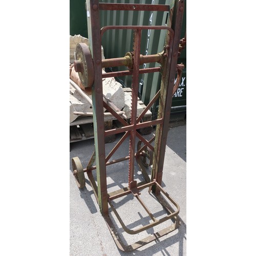 519 - Vintage winch rachet sack trolley