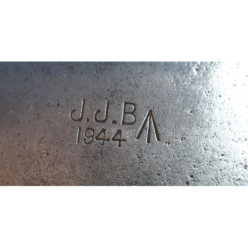 14 - WWII period machete, the 14 inch blade with swollen point stamped J.J.B 1944, with broad arrow mark ... 