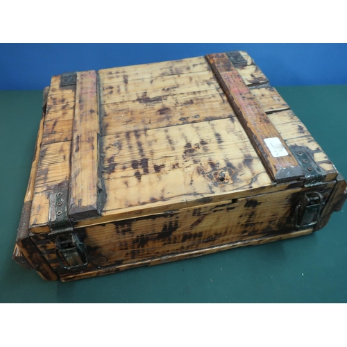 23 - Military style wooden packing crate, 50cm x 37cm x 17cm