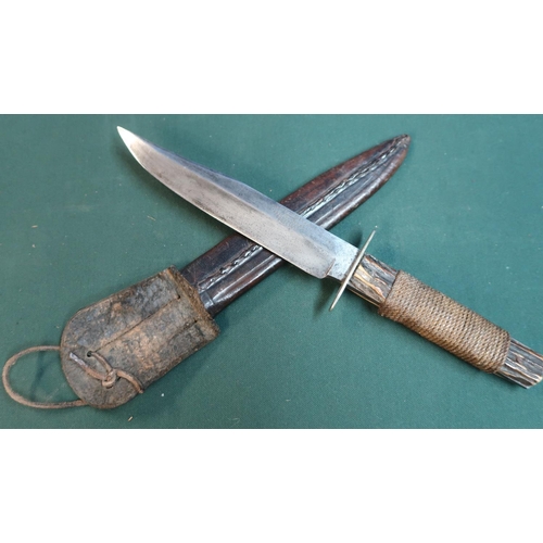 46 - Antique Bowie knife stamped GEORGE BUTLER & Co TRINITYWORKS SHEFFELD ENGLAND with Key trademark on 1... 