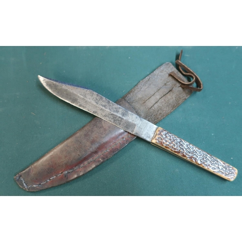 47 - Antique hunting knife by Christopher Johnson. Indistinctly stamped on Ricasso JOHNSON WESTERN WORKS ... 
