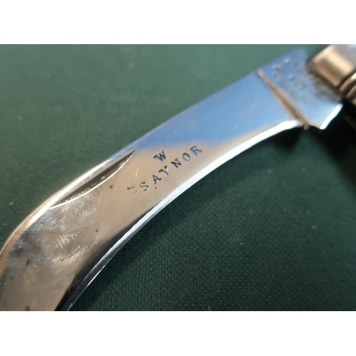 64 - W Saynor of Sheffield pruning type knife with single 3