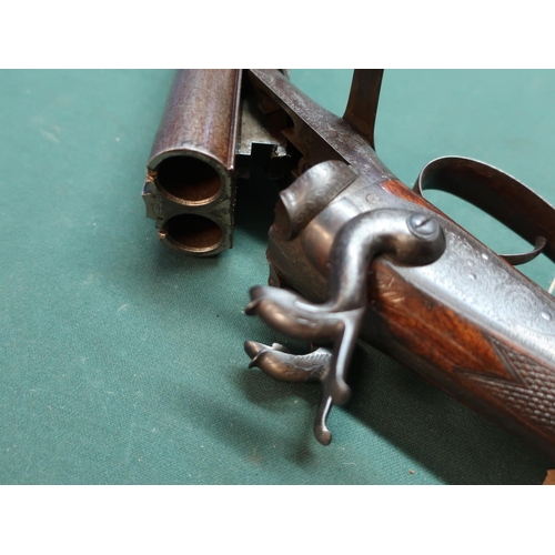117 - J. Blanch & Son underlever opening 12 bore double barrelled pinfire shotgun, with 30 inch Damascus b... 