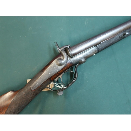 119 - Masu Brothers Wigmore Street London underlever 12 bore pinfire shotgun with 29 inch Damascus barrels... 