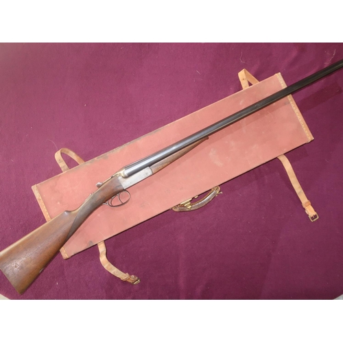 428 - Cased H.E Akrill of Beverly 12 bore side by side shotgun with 28 inch barrels, in fitted canvas and ... 