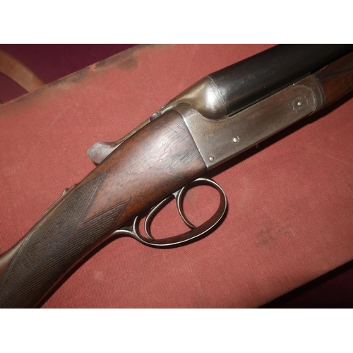 428 - Cased H.E Akrill of Beverly 12 bore side by side shotgun with 28 inch barrels, in fitted canvas and ... 