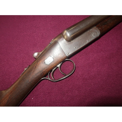 431 - F. W. Hart of Scarborough 12 bore side by side shotgun with 26 inch barrels and 14 1/2 inch straight... 