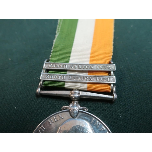 214 - A Kings South Africa medal with SA 1901&02 clasps awarded to 2711 CPL A.T.Diamond 4th Hussars with a... 