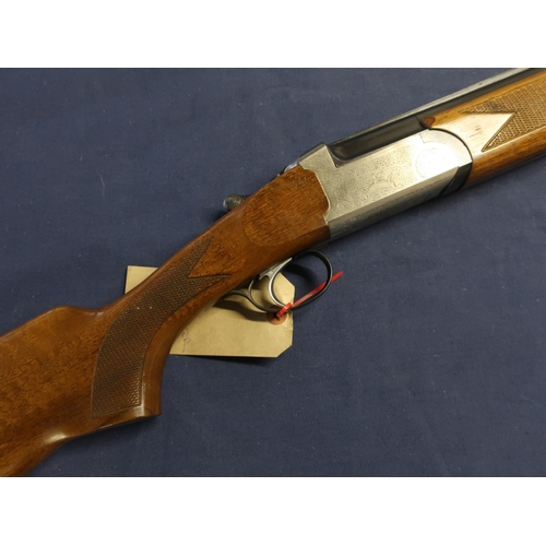 424 - Marocchi 12B over and under single trigger ejector shotgun with 26 inch barrels and 14 1/4 inch pist... 