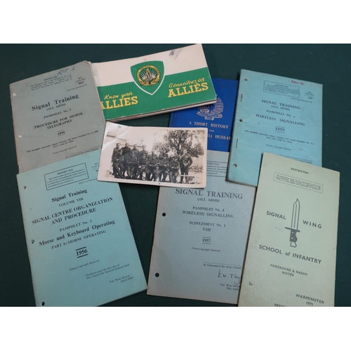 122 - Small selection of military ephemera and paperwork including training manuals including signal train... 