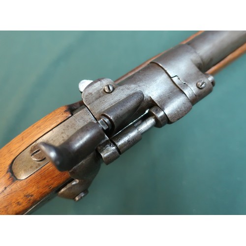 92 - Snider action .577 carbine rifle with fixed fore sights and adjustable rear sights, 19 inch barrel w... 