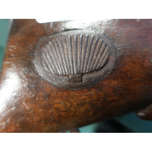 93 - Percussion cap Jaeger .60 cal sporting gun with white metal inlay detail to the top rib 33.5 inch ba... 