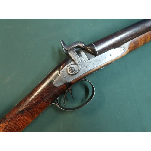 96 - Thompson side by side percussion cap circa 14 sporting shotgun with 23 inch barrels with white inlai... 