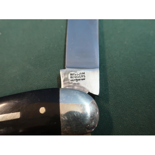 70 - William Rodgers Sheffield folding pocket knife 12 cm (5”) clip point blade stamped, “I CUT MY WAY” 2... 