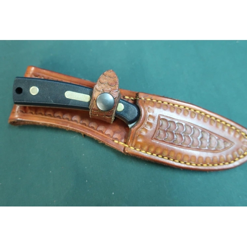 78 - Old Timer Limited Edition 2018 Schrade sheath knife with 3 inch blade and tooled leather sheath, the... 