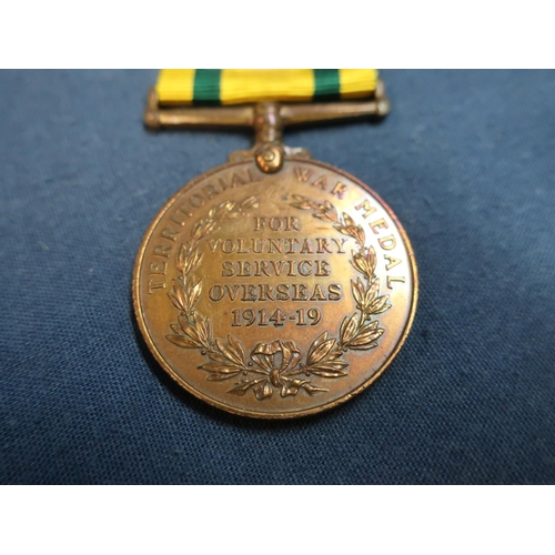 220 - WWI Territorial force war medal awarded to 1442 GNR.S.F.Hogg R.A