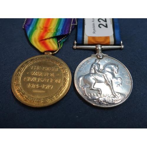 222 - WWI pack comprising of war medal and victory medal awarded to 4/1728 SPR.A.J. Collingham N.Z.E.F