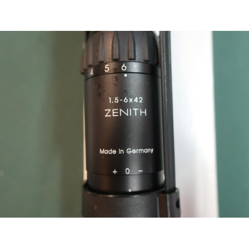364 - Schmidt & Bender, boxed 1.5-6x42  A7 Zenith rifle scope Numbered 357952 L33cm