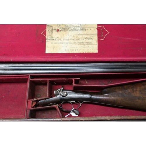 437 - Cased Boss and Co 12 bore hammer gun with 30