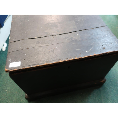 6 - Black painted pine box with inner compartment with lock (no key) W46cm D40cm H34cm