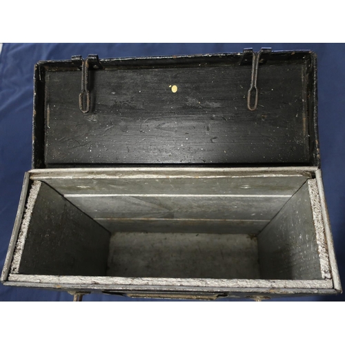 276 - Japed metal wooden lined ammo tin 35 x 15 x 35cm