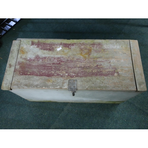 341 - Large wooden military naval box with lettering Admiralty Stowage For Pattern Ex. Oscilloscope