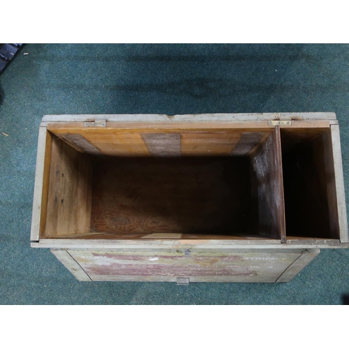 341 - Large wooden military naval box with lettering Admiralty Stowage For Pattern Ex. Oscilloscope