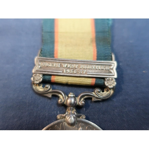 231 - George VI India service medal with Northwest Frontier 1936-37 clasp `4388646 PTE.J.J.EVANS GREEN HOW... 