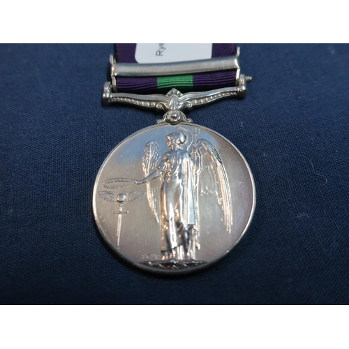 232 - George VI general service medal with Palestine  1945-1948 clasp `14046777 SIGMN.D.RUDGE.R.SIG'