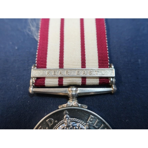 239 - ERII navel service medal with Near East clasp`P/LX W.JARVIE.STWD R.N'