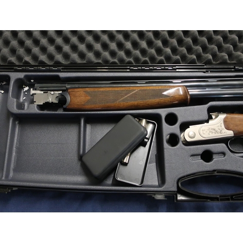 441 - Cased Lanbar T2020 20 bore over under ejector shotgun with multi choke 28inch barrels single trigger... 