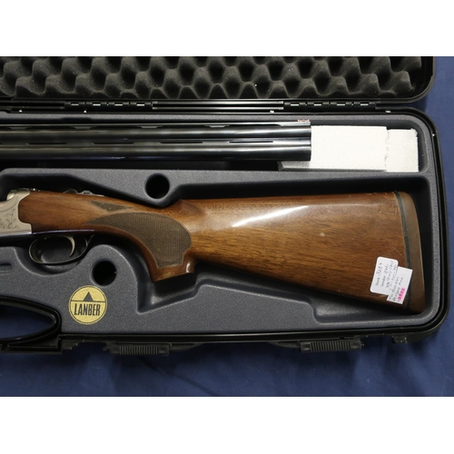 441 - Cased Lanbar T2020 20 bore over under ejector shotgun with multi choke 28inch barrels single trigger... 