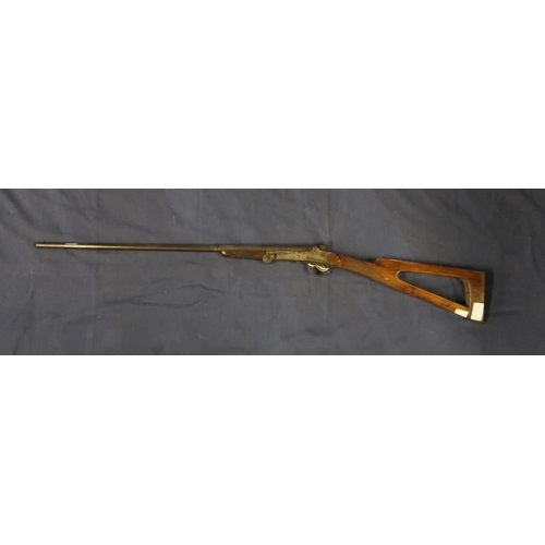 445 - Belgium .410 side lever opening 24inch single barrel shotgun with skeleton stock serial number 69 (s... 