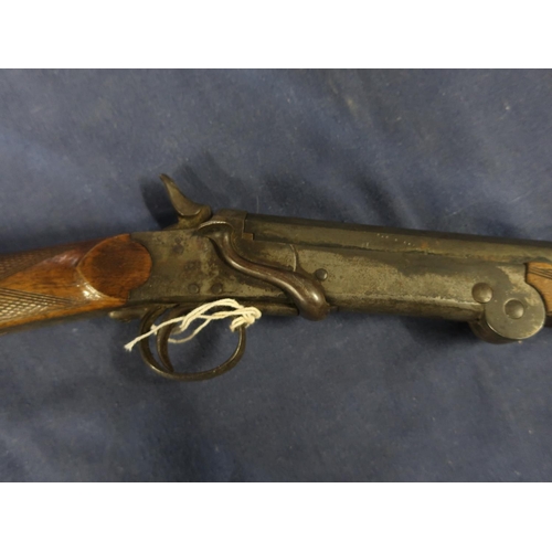 445 - Belgium .410 side lever opening 24inch single barrel shotgun with skeleton stock serial number 69 (s... 